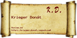 Krieger Donát névjegykártya
